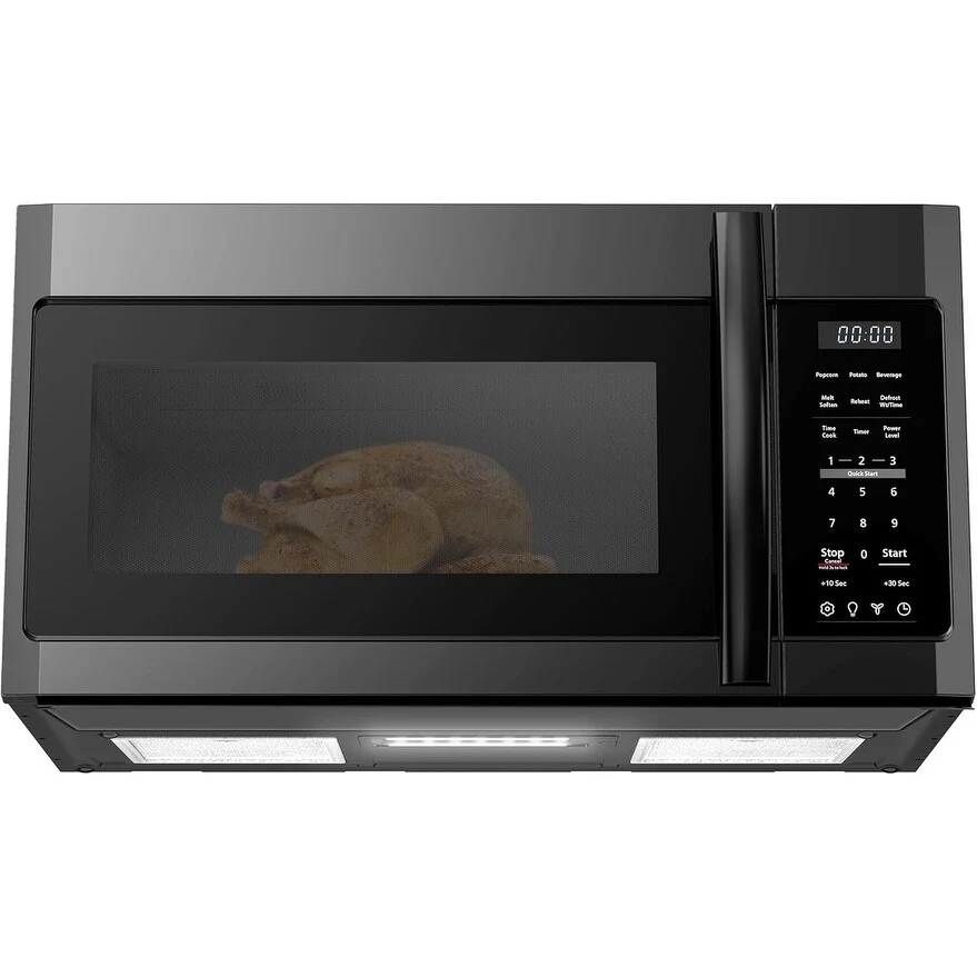 1.7 Cu Ft Over-the-Range Microwave with Vent & Auto Cooking in Black 1000W for Kitchen