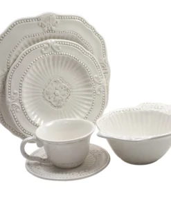 American Atelier 20-piece Antique White Baroque Dinnerware Set (Service for 4)