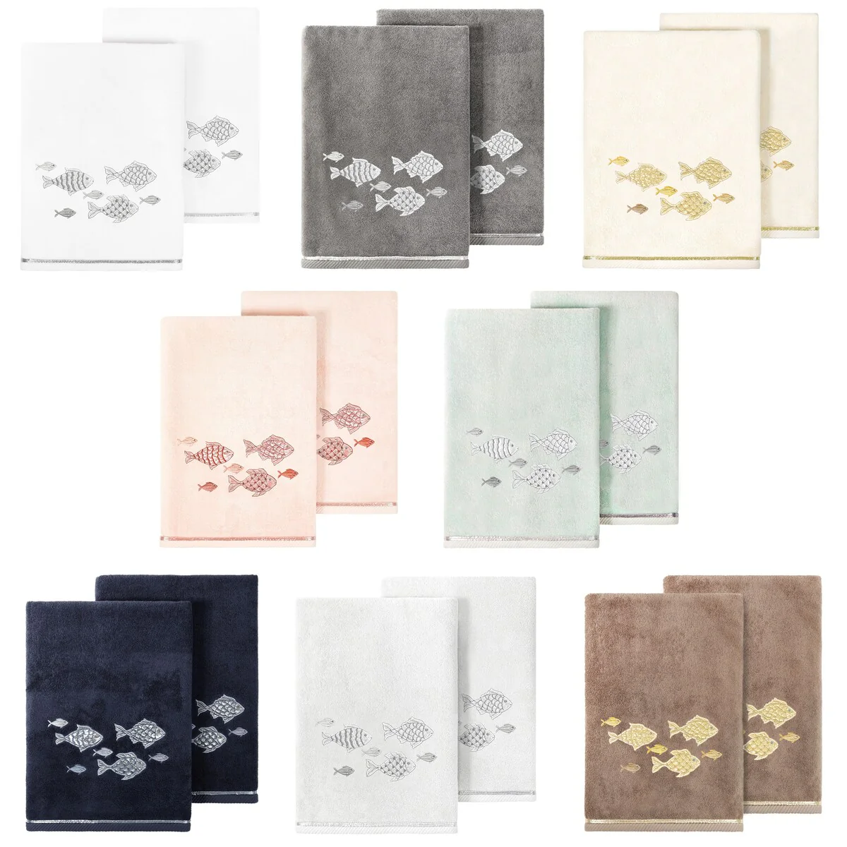 Authentic Hotel and Spa Turkish Cotton Figi 2PC Embellished Bath Towel Set