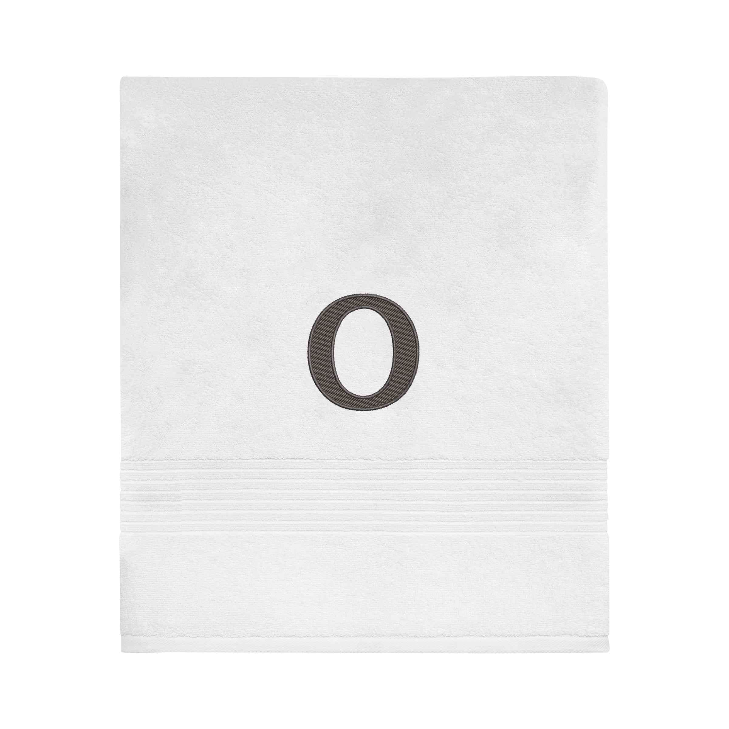 Avanti Linens Wht/Gry Block Monogram Bath Towel - Bath Towel