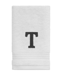 Avanti Linens Wht/Gry Block Monogram Fingertip Towel - Fingertip Towel