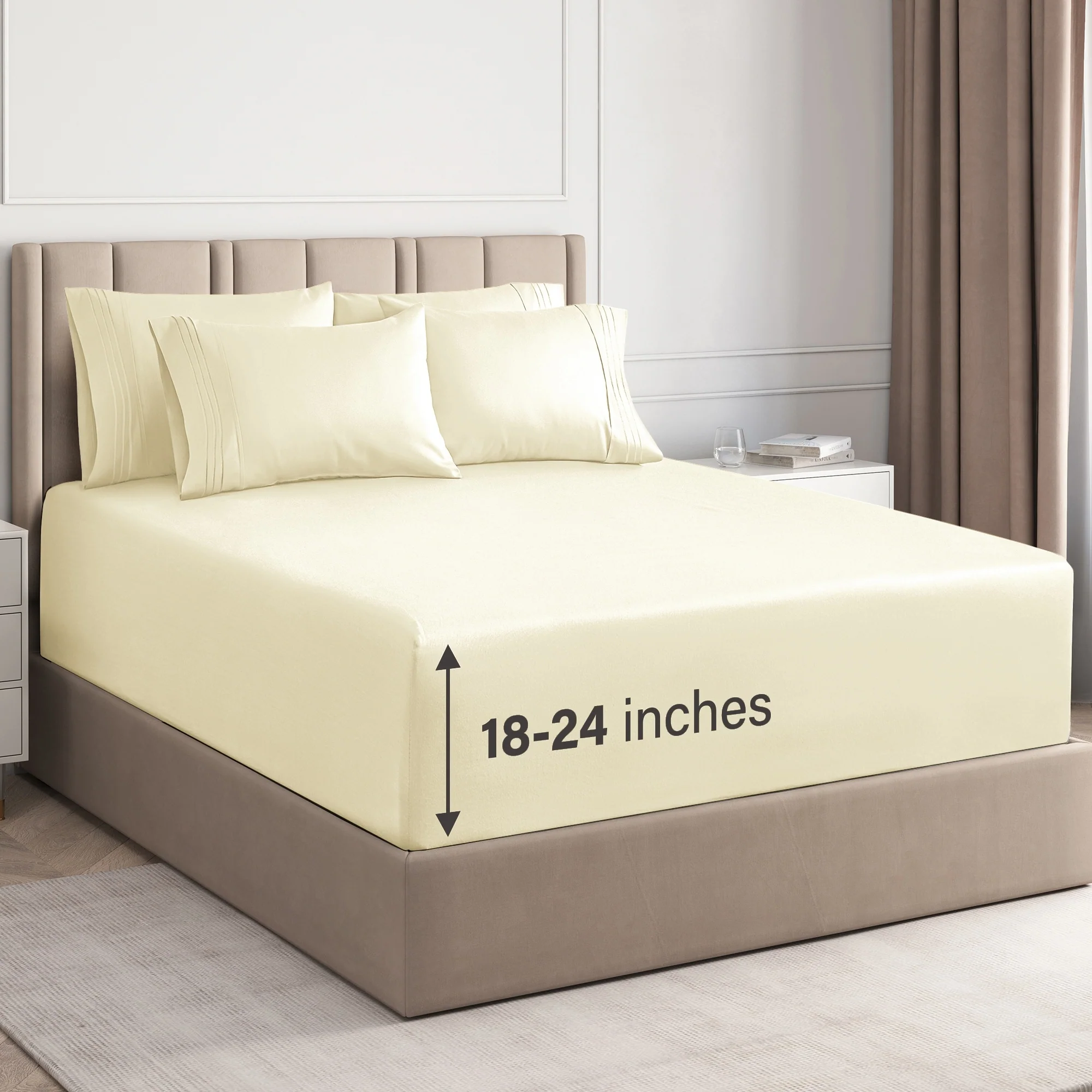 CGK Linens 6 Piece Extra Deep Pocket Microfiber Hotel Luxury Bed Sheets Set