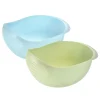 Kitchen Rice Washing Strainer Fruit Vegetable Container Drain Basket - Blue+Green