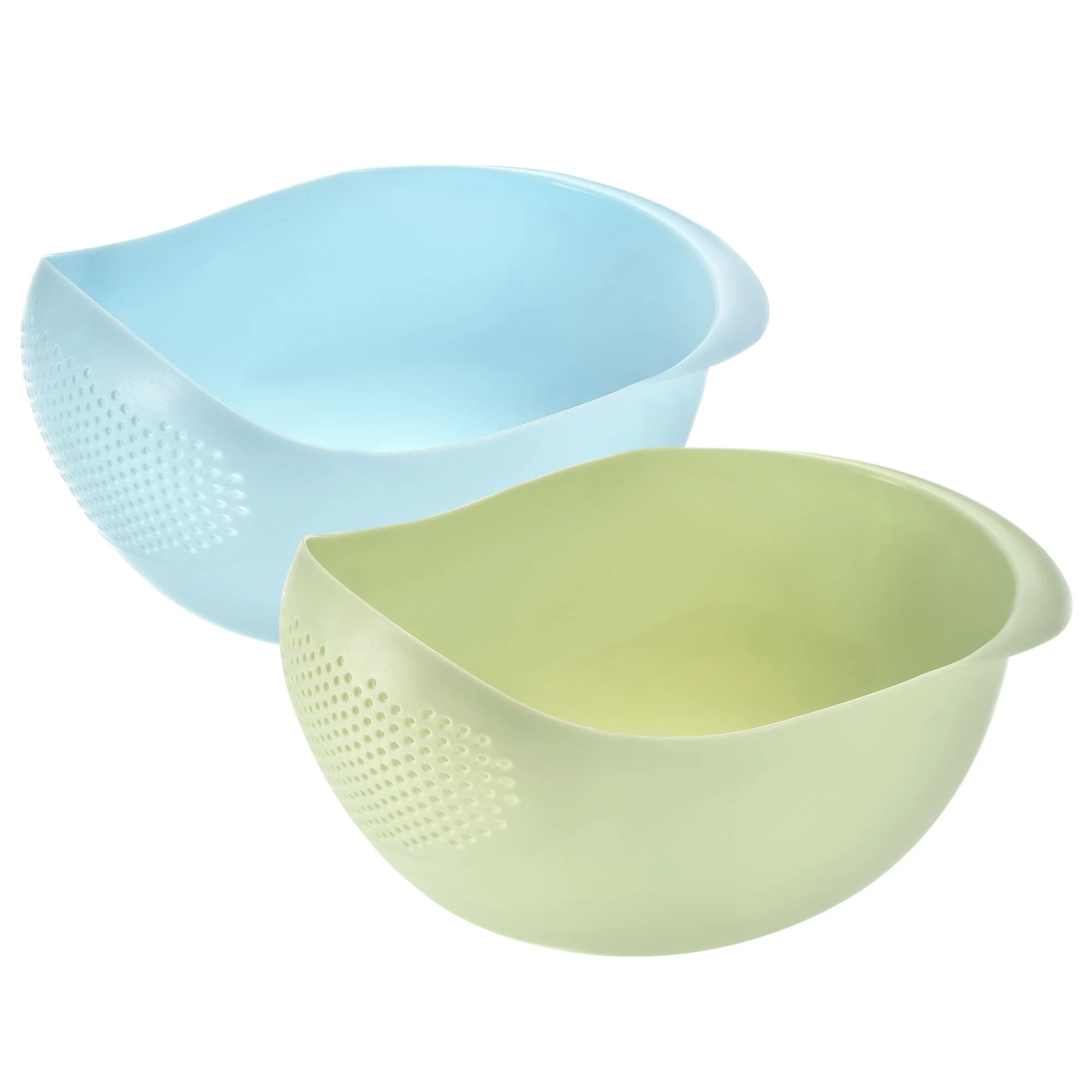 Kitchen Rice Washing Strainer Fruit Vegetable Container Drain Basket - Blue+Green