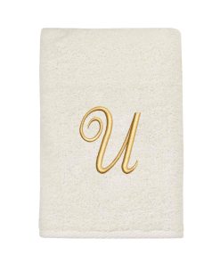 Avanti Linens Ivory/Gold Script Monogram Hand Towel Letter U - Hand Towel