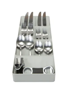 Kitchen Details 7 Slot Drawer Cutlery Organizer in Grey - 15.75"x 6.2"x 1.75"