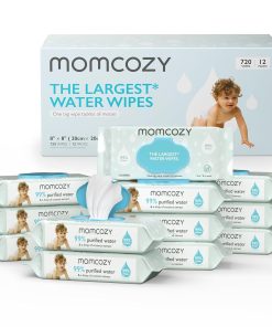 Baby Wipes, Momcozy Water Wipes-Extra Large Size Design, 99% Water Based Wipes, Unscented & Hypoallergenic, Cleansing & Moisturizing Baby Wipes for Sensitive Skin, 12 Flip-Top Packs (720 Wipes Total)