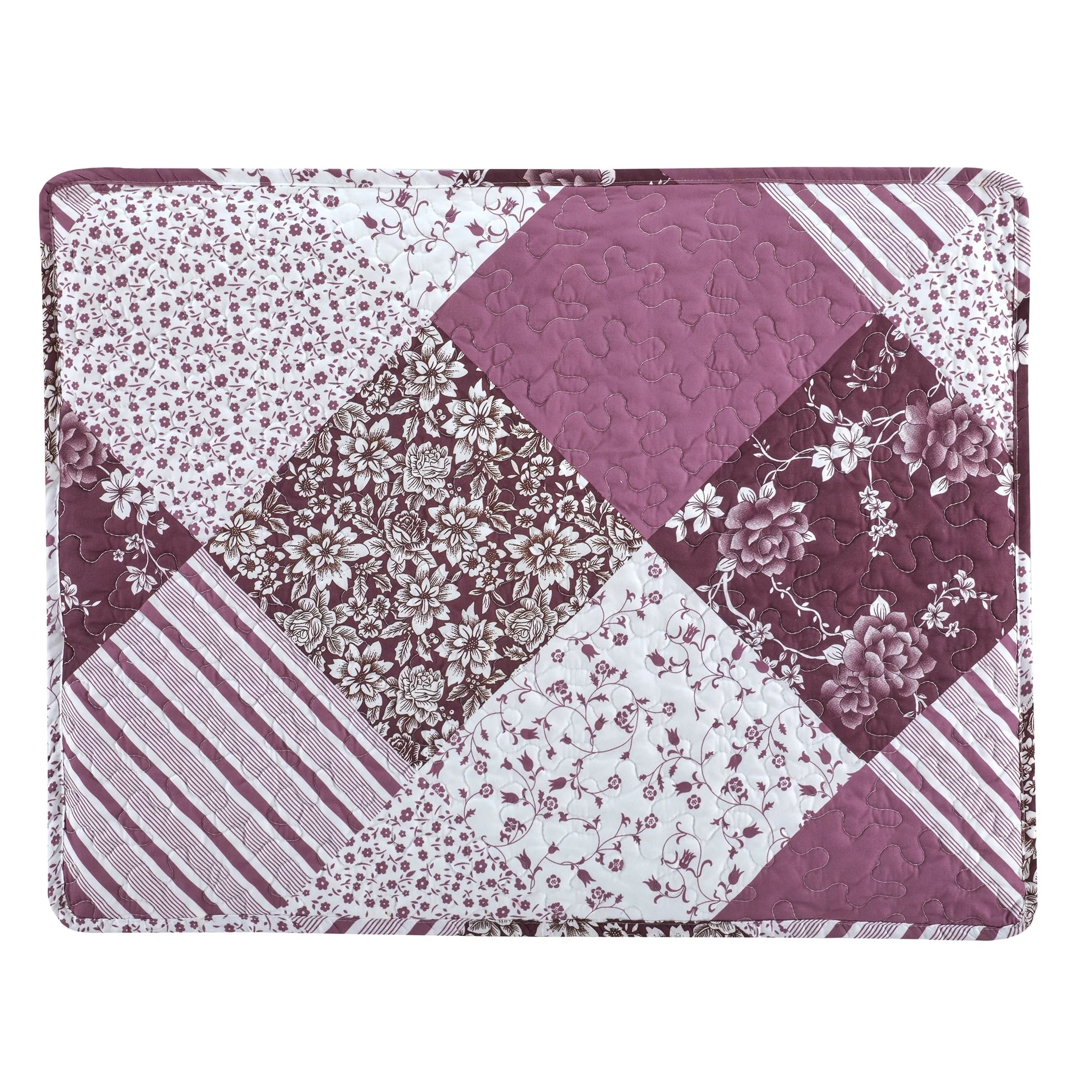 Charming Georgia Floral Print Patchwork Pillow Sham