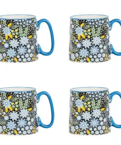 10 Strawberry Street Bella Flora Mugs, Set of 4
