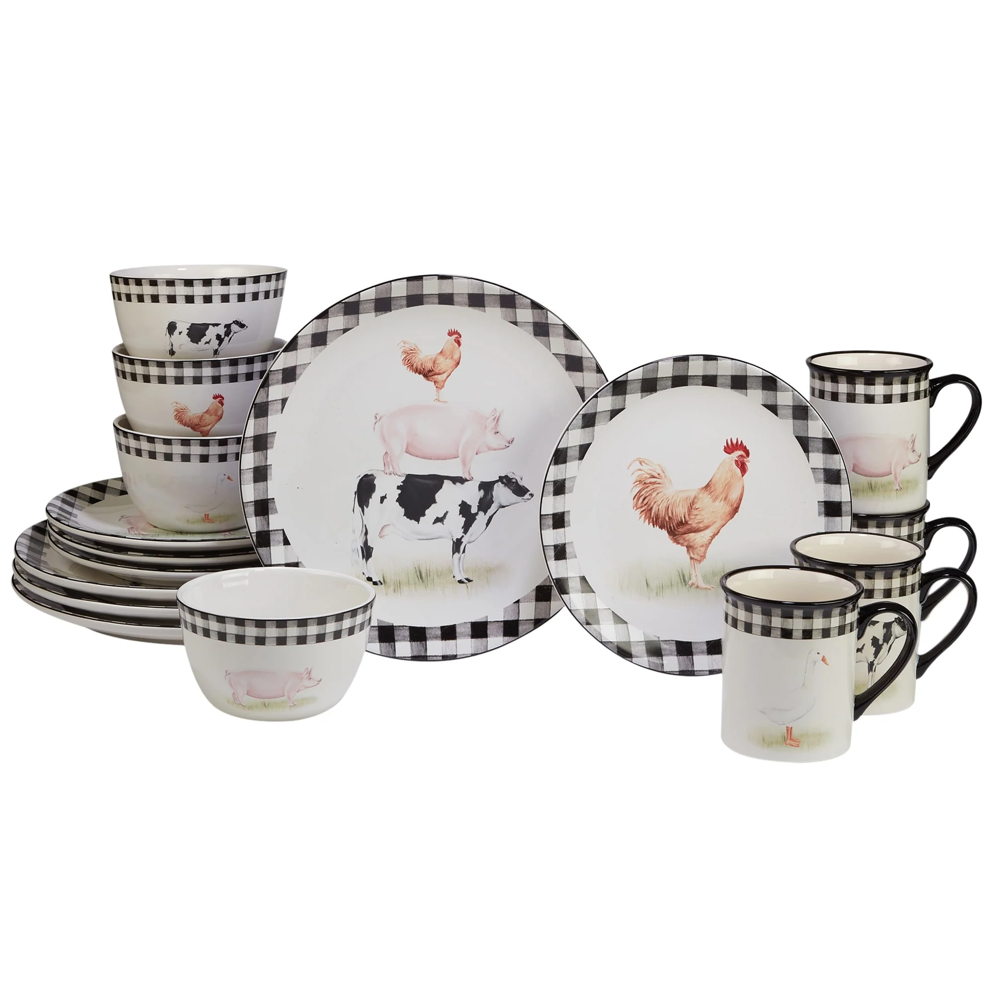Certified International On The Farm 16-Piece Dinnerware Set, Service for 4