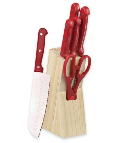 Home Basics Red 7 Piece Knife Set