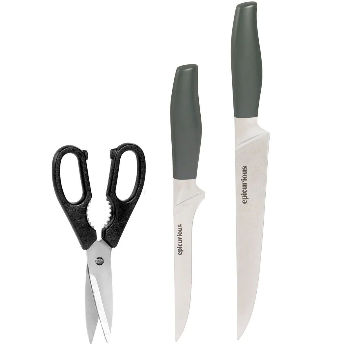 Epicurious 3Pc Cutlery Set Grey with Shears