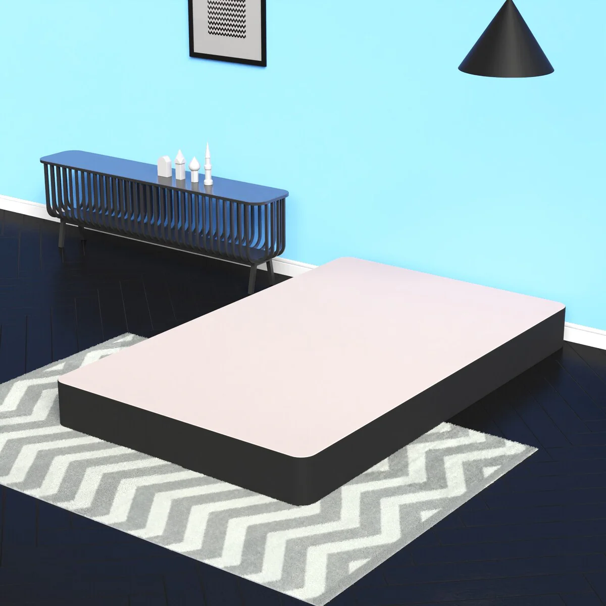 4.5-Inch & 8-Inch Box Spring/Foundation Easy Simple Assembly, Durable Strong Wood Structure for Pressure Relief, Black