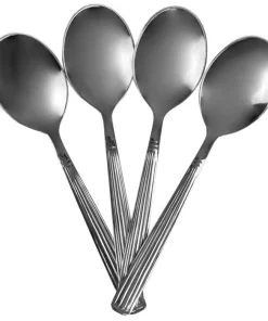 Eternity Mirror Finish 4 Piece Stainless Steel Tea Spoon Set, Silver