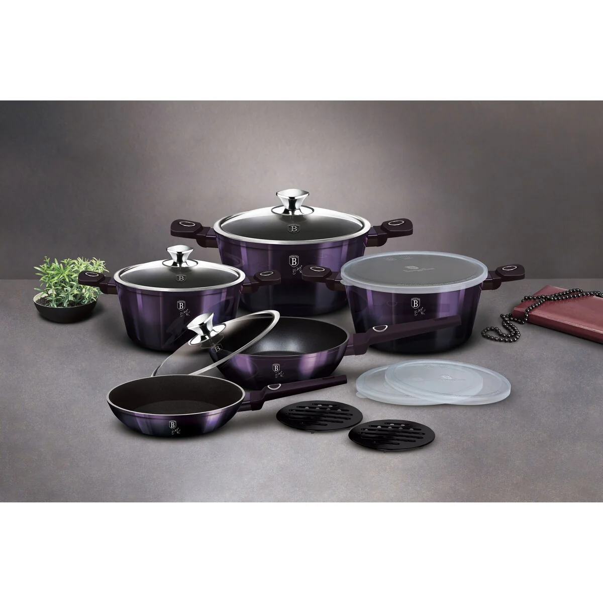 Berlinger Haus 13-Piece Cookware Purple Eclipse Collection - 25 x 15.2 x 7.8