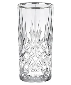 Lorren Home Trends Reagan Crystal Glass with Silver Band Design (Set of 4)
