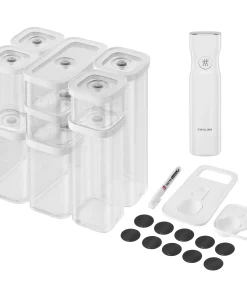Fresh & Save Cube Box Set, 12-pc, Plastic, Airtight Dry Food Storage Container, Small & Medium Cube Set with Vacuum Pump