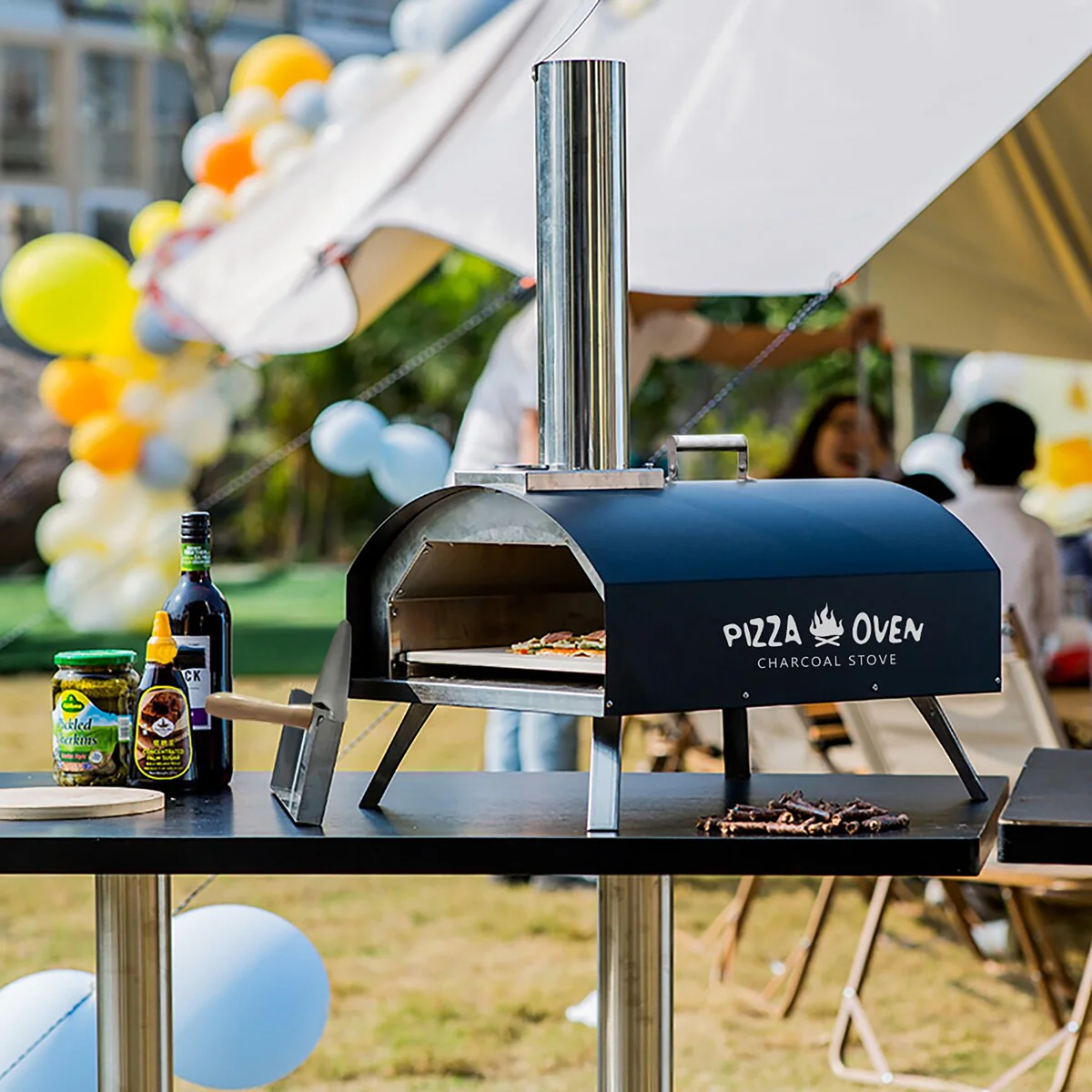 15.7 inches Portable Outdoor Pizza Oven with Accessories - 28in H*15.7in W*20 in D