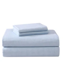 Laura Ashley Cotton Flannel Solid-Deep Pocket-Sheet & Pillowcase Set