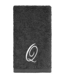 Avanti Linens Granite/Silver Script Monogram Fingertip Towel Letter Q - Fingertip Towel