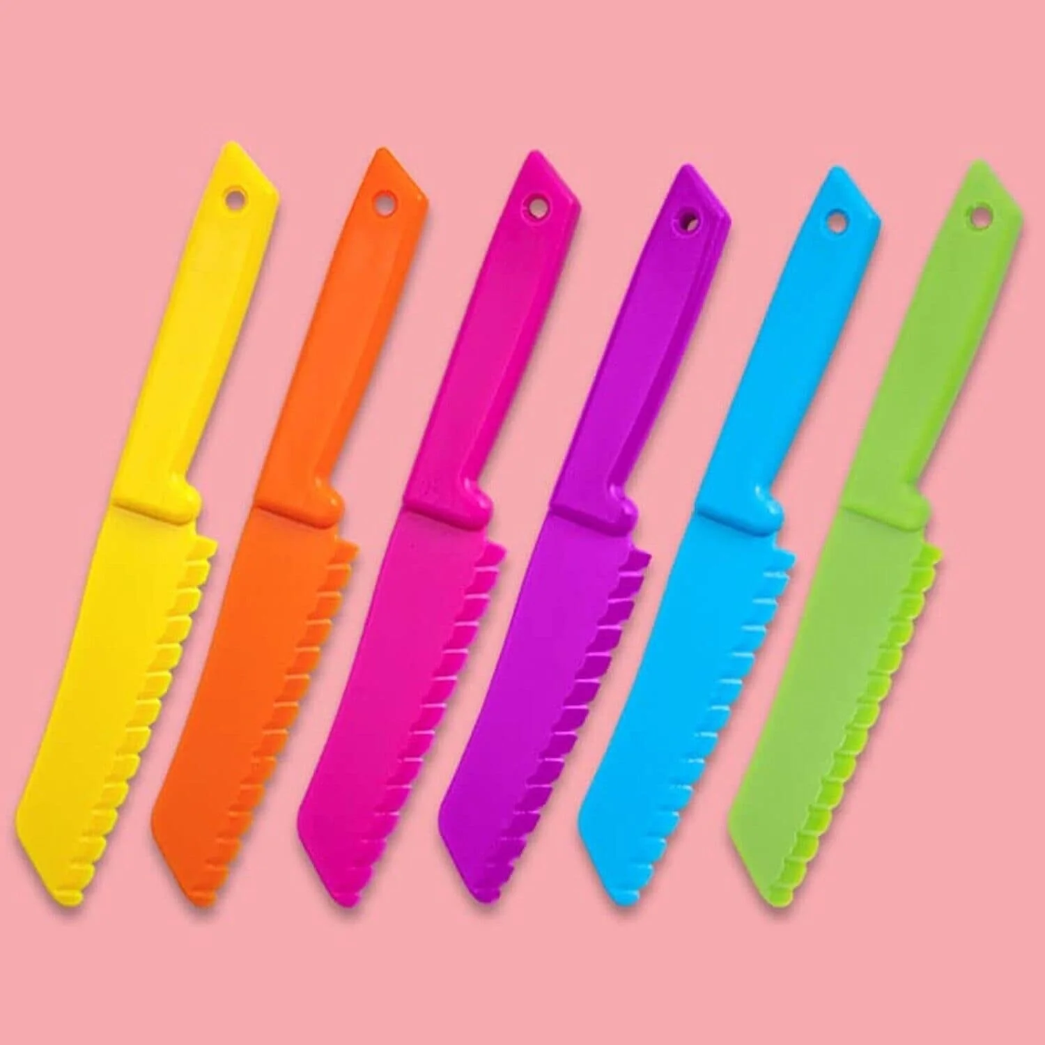 7Pcs Plastic Serrated Kitchen Knife Set - Multi