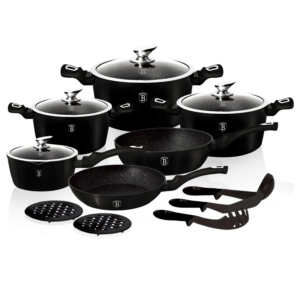 Berlinger Haus 15-Piece Kitchen Cookware Set, Black Collection