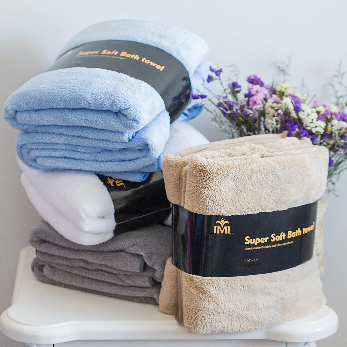 2 Pack Coral Fleece Towel Set Hotel SPA Bath Towels