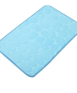 Cobblestone Pattern Bathroom Rugs, Polyester Bath Mat, Machine Washable Blue 60x40cm