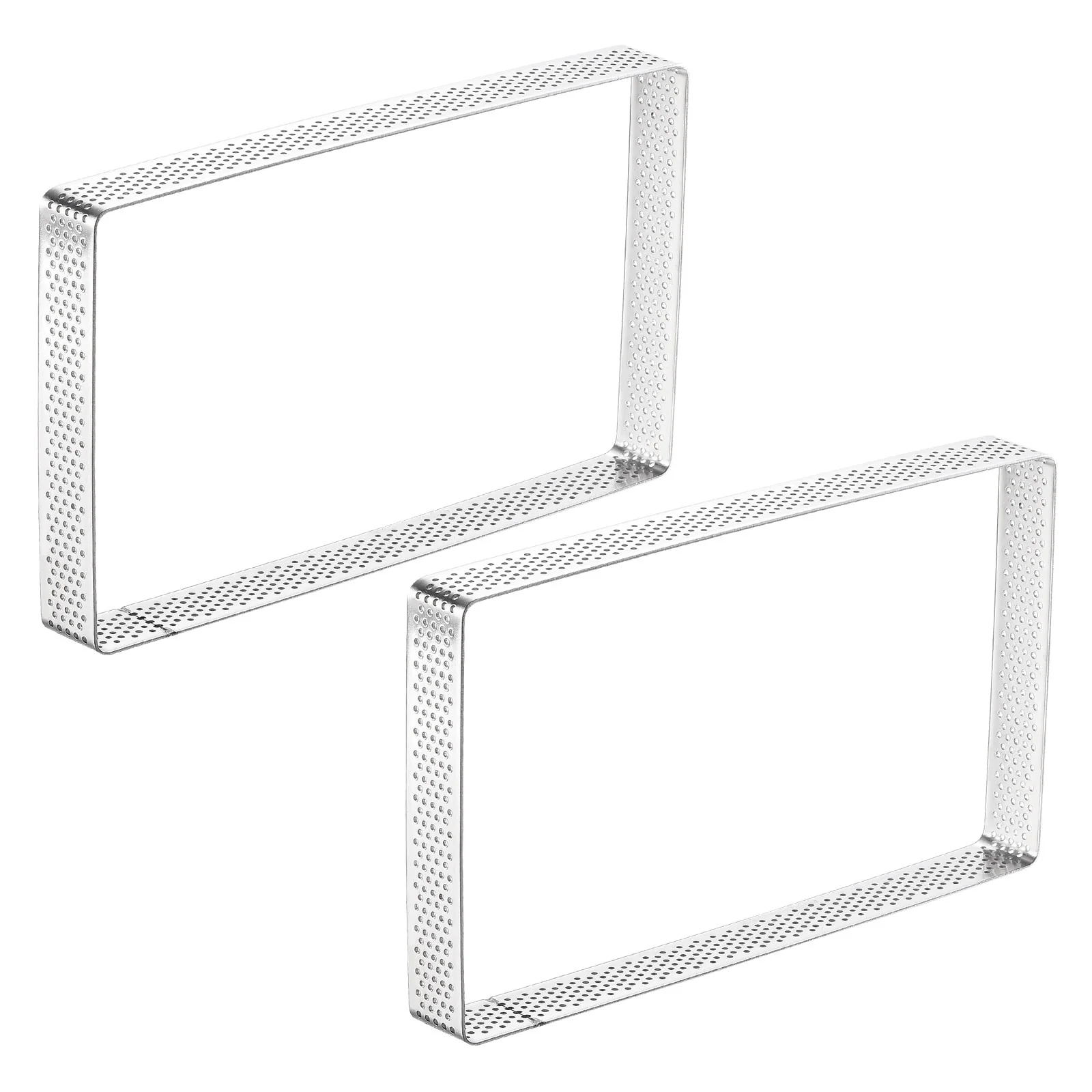 2pcs Stainless Steel Cake Mold Rings 7.5" x 4.3" Rectangular Cake Mousse Ring - Silver