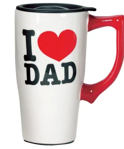 I Love Dad Insulated Ceramic Travel Coffee Mug - 7.000 x 5.380 x 3.880