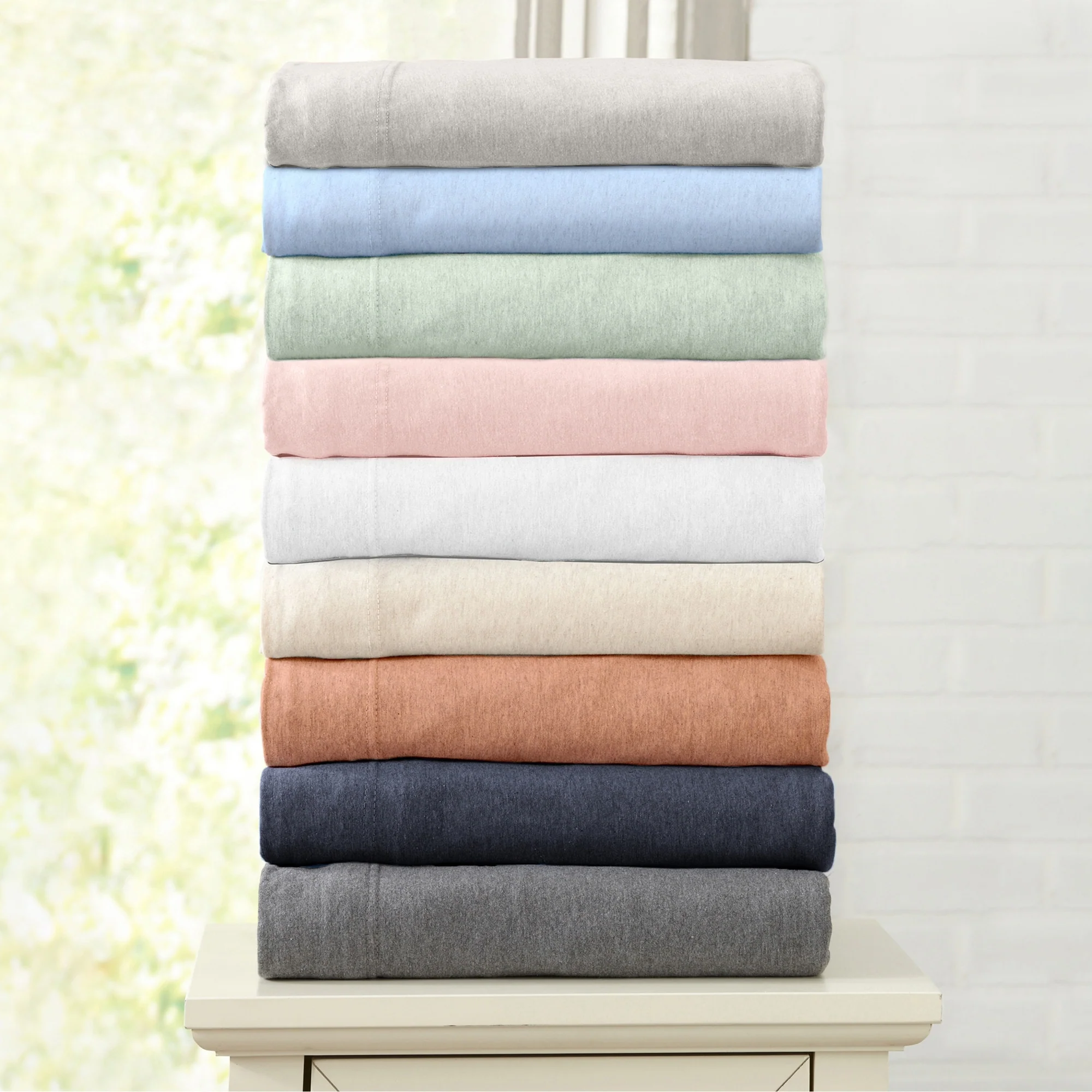 Linery & Co. Heathered Melange Cotton Jersey Knit Sheet Set