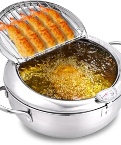 Extra Large Tempura Deep Fryer Pot with Fahrenheit Temperature 2.2 L