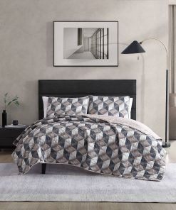 Kenneth Cole New York Gridwork - Brown Quilt & Sham Set
