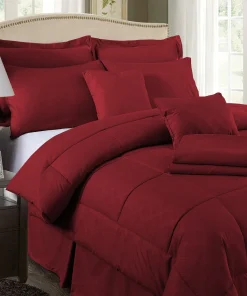 8/10 Piece Burgundy Plaid Comforter Set