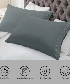 2Pcs Microfiber Embroidery Pillowcases Zipper