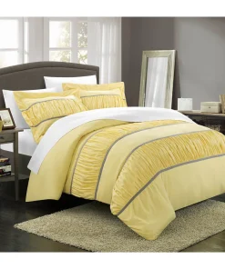 Chic Home Elizabeth Pleated and Ruffled 3-piece Duvet Cover Set