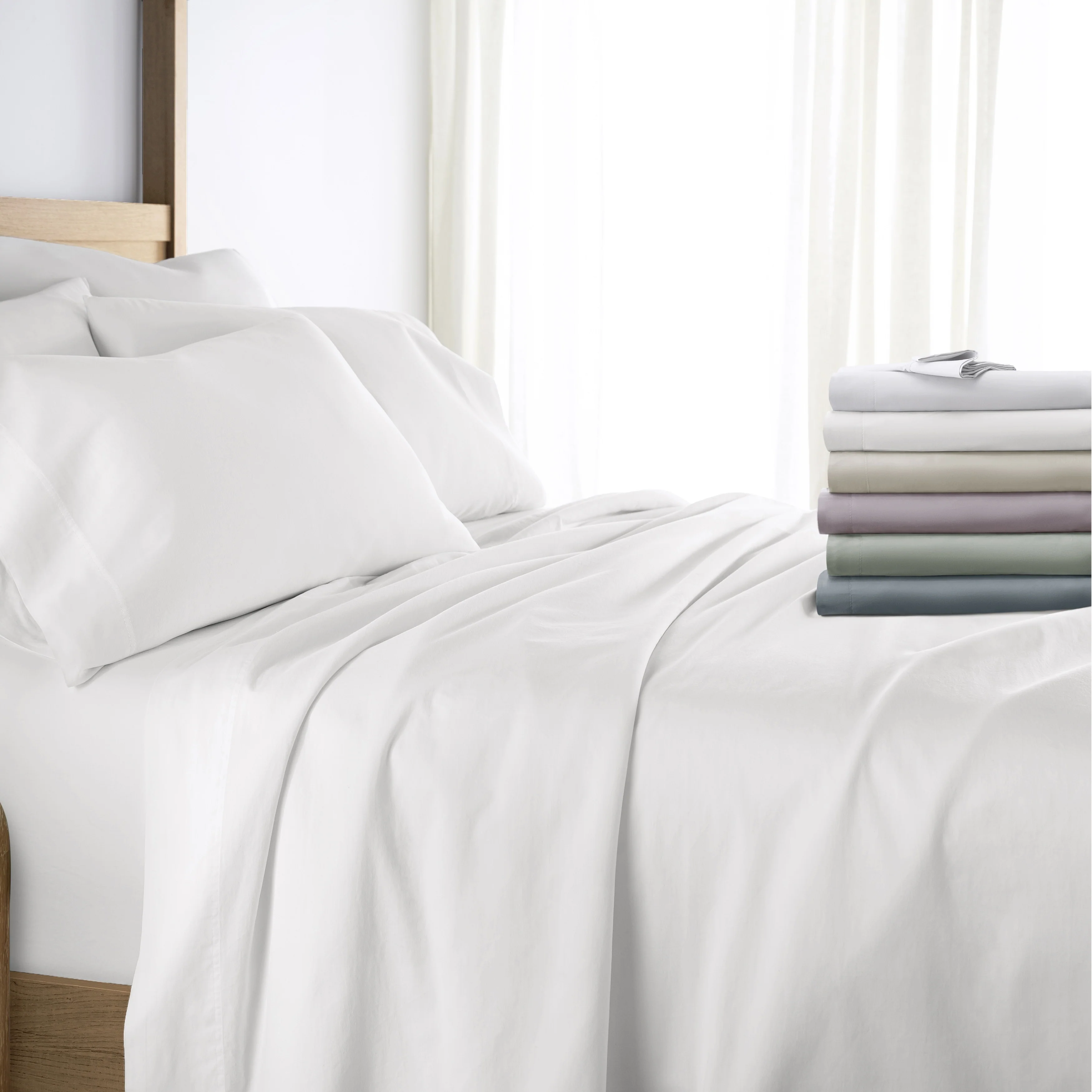 Becky Cameron Solid Brushed 300 Thread Count Cotton Sheet Set