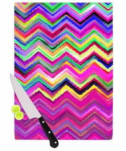 KESS InHouse Dawid Roc 'Colorful Chevron' Purple Pink Cutting Board