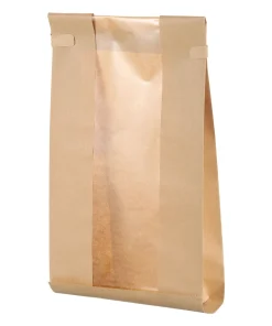 Bakery Bags with Window, Tin Tie Tab Lock Bags, Brown