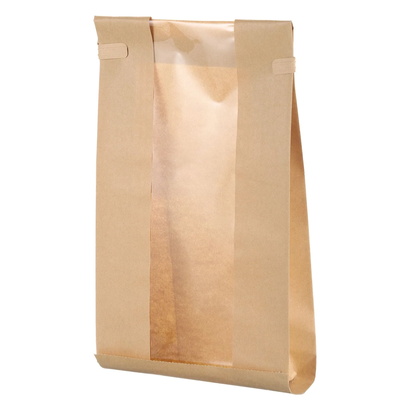 Bakery Bags with Window, Tin Tie Tab Lock Bags, Brown