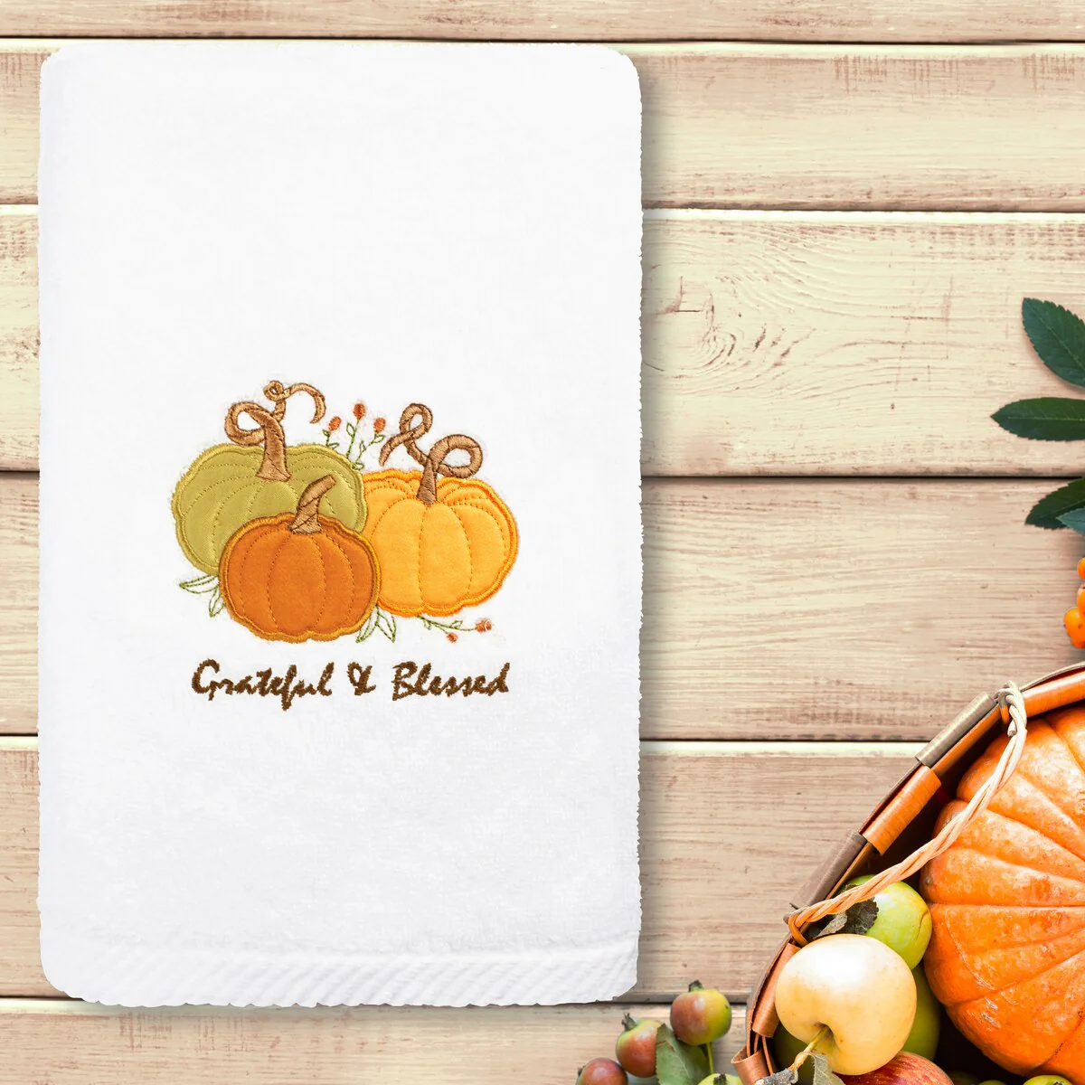 Authentic Hotel and Spa Grateul & Blessed - Embroidered Luxury 100% Turkish Cotton Hand Towel