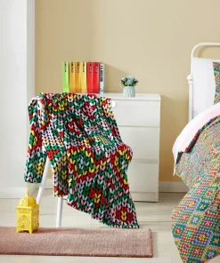 Asher Home Technicolor Diamond Plush Throw Blanket