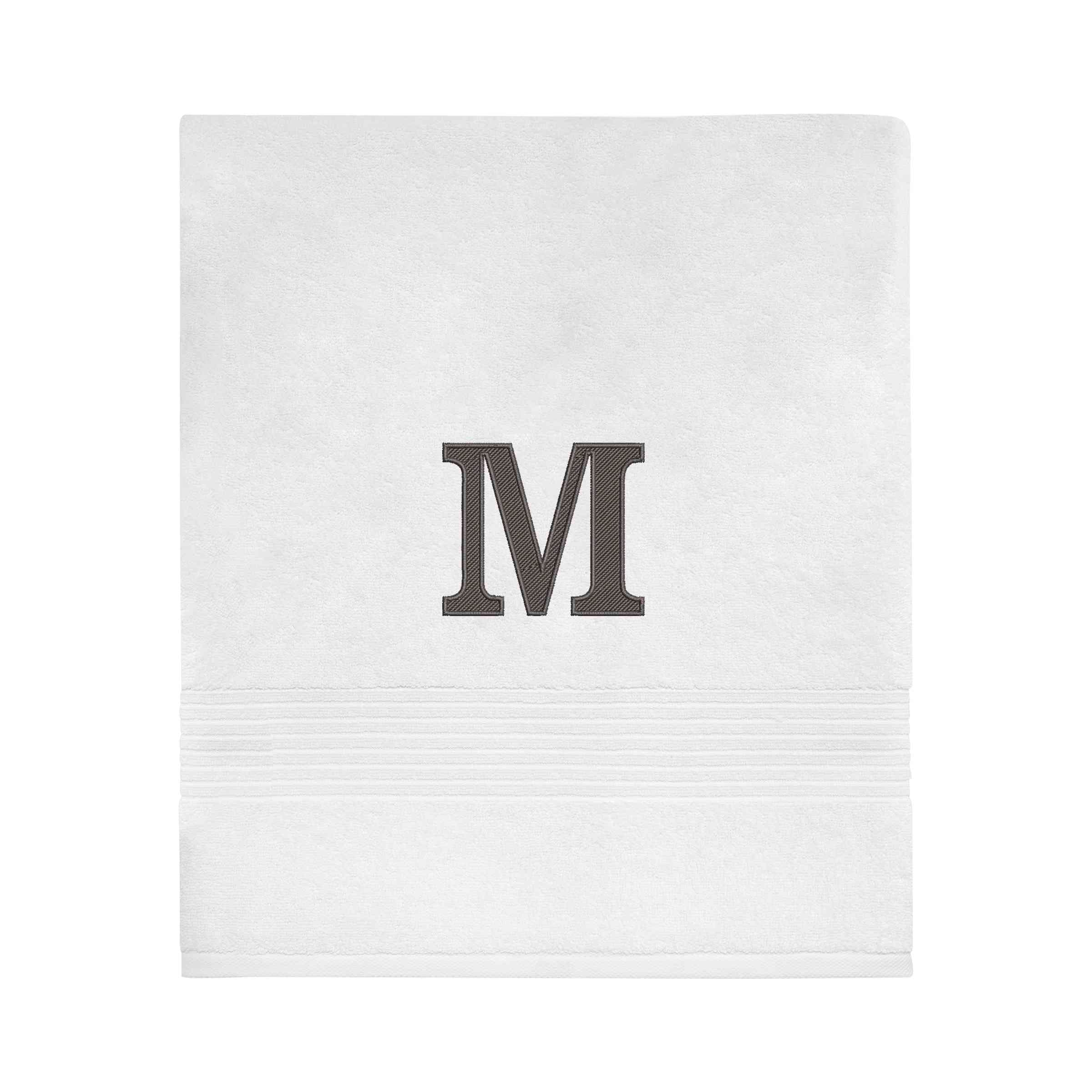 Avanti Linens Wht/Gry Block Monogram Bath Towel - Bath Towel