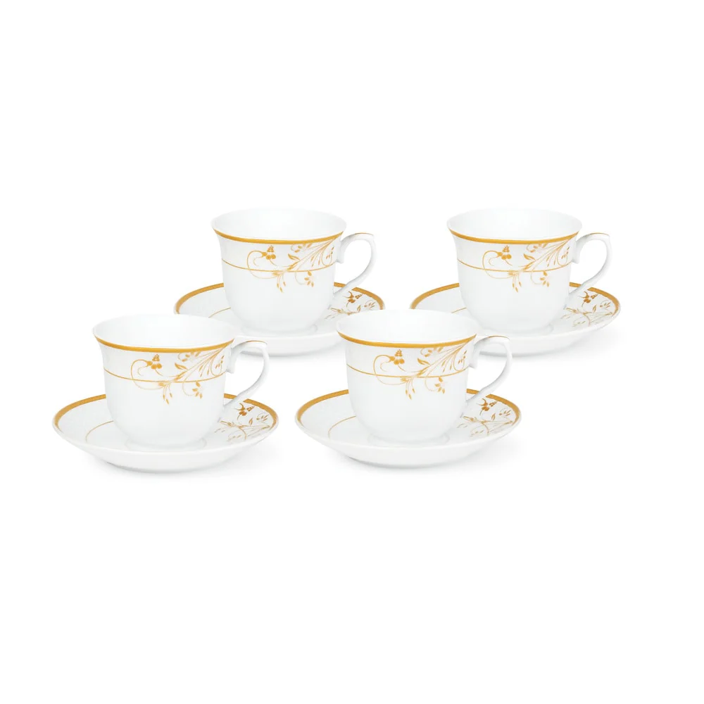 Gold Floral Pattern Tea/Coffee Set for Four