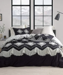 Hometown Antiquity Textured Oversized Duvet Cover - Black/Glacier Gray