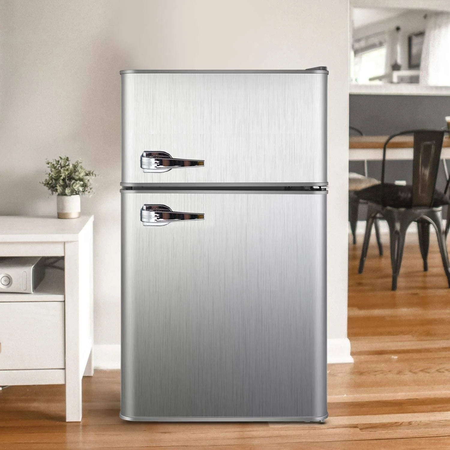 3.2 Cu.ft Compact Refrigerator Double Door Mini Fridge with Top Door