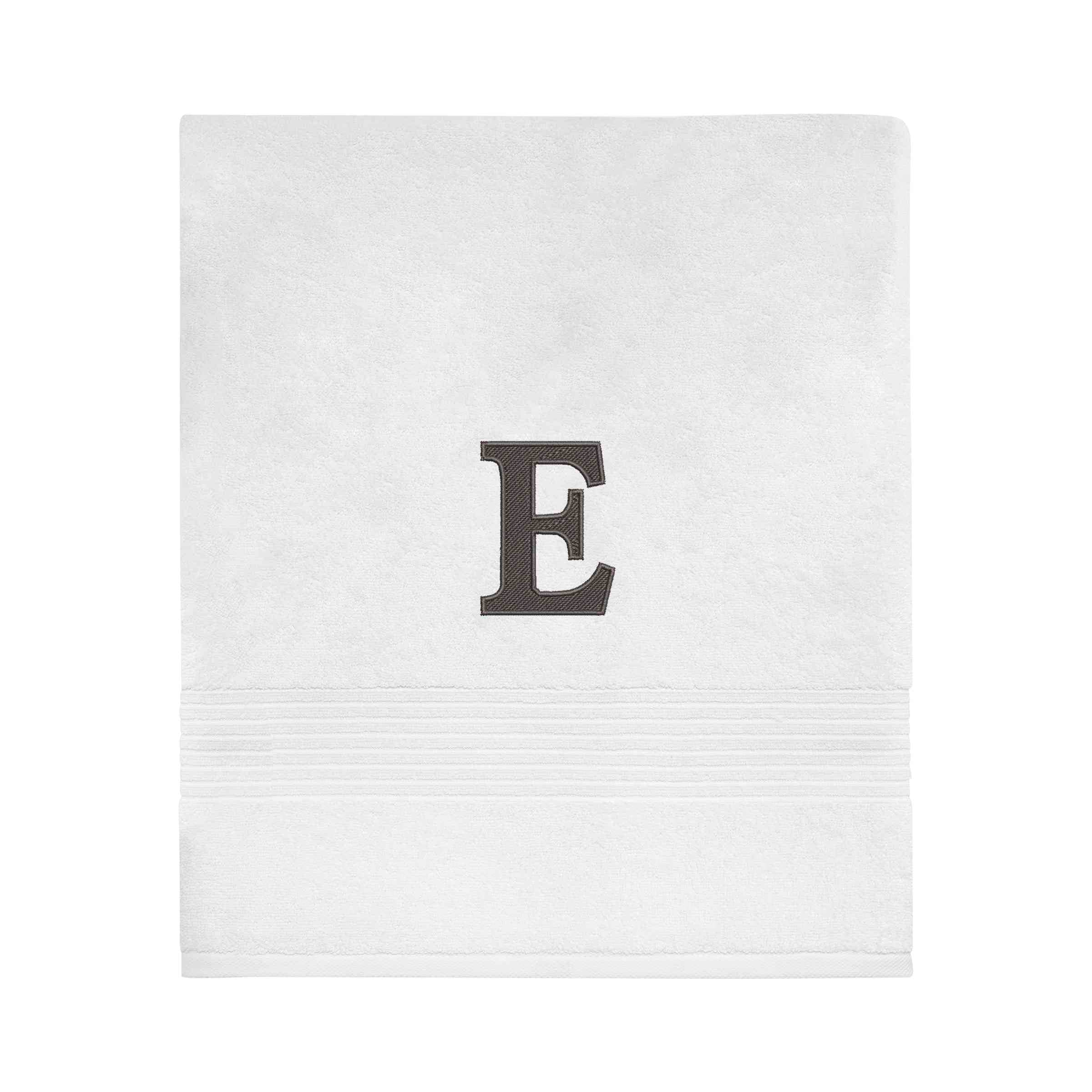 Avanti Linens Wht/Gry Block Monogram Bath Towel - Bath Towel