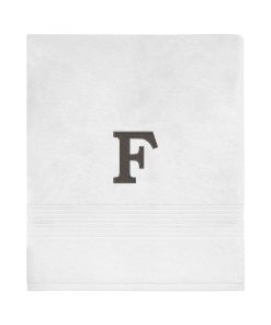 Avanti Linens Wht/Gry Block Monogram Bath Towel - Bath Towel