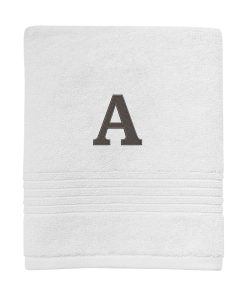 Avanti Linens Wht/Gry Block Monogram Hand Towel - Hand Towel