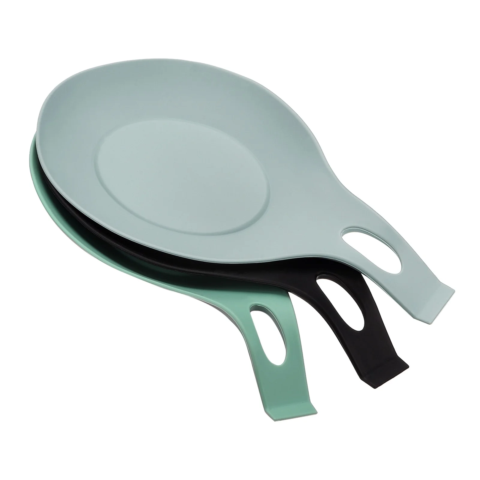 7.68" Silicone Spoon Rest Kitchen Utensil Holder Black/Light Gray/Turquoise 1Set - Black/Light Gray/Turquoise